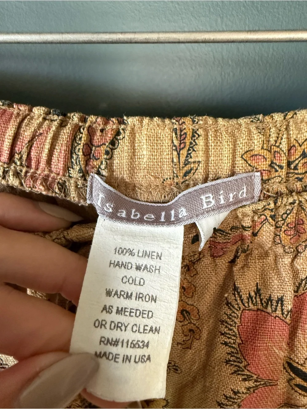 Isabella bird Boho Floral Wide-Leg linen Pants sz medium